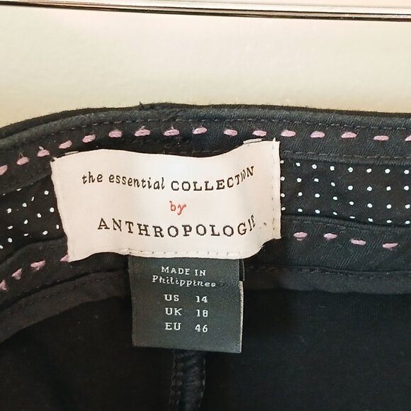 Anthropologie Essential Slim Fit Ankle Length Trouser Pants Black Size 14 - Picture 8 of 9